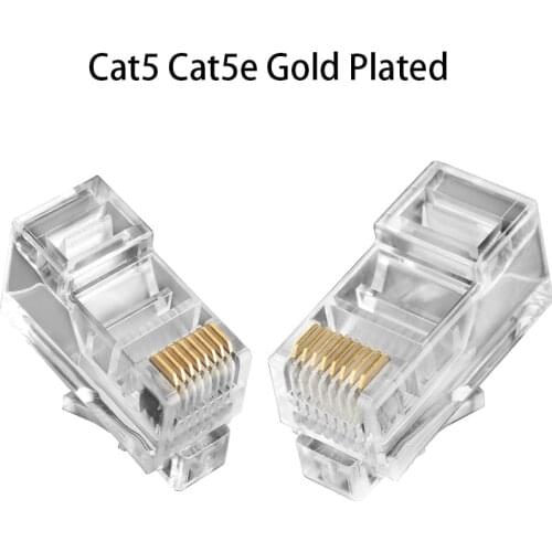 10/100pcs RJ45 Ethernet Cables Module Plug Network Connector RJ-45 Crystal Heads Cat5 Cat5e Gold Plated Network Cable