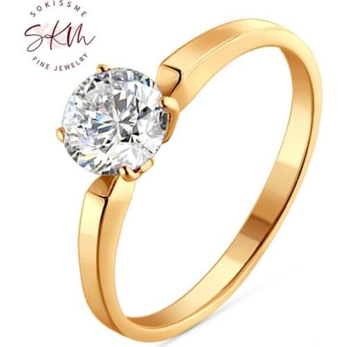 SKM Classic diamond rings for women 14k 18k rose gold Engagement rings designer Anniversary Luxury Fine Jewelry