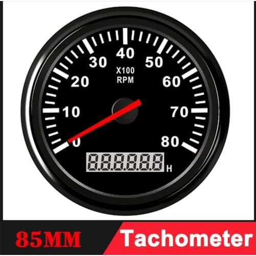 Boat Tachometer 85mm Marine Tacho Meter With LCD Hourmeter Fit For Car Boat Motorcycle Truck Accessories Tool 12V/24V