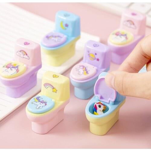 1 Piece Stationery Creative Toilet Shape Cartoon Unicorn Pencil Sharpener Office Supply Gift Kawaii School Accessories