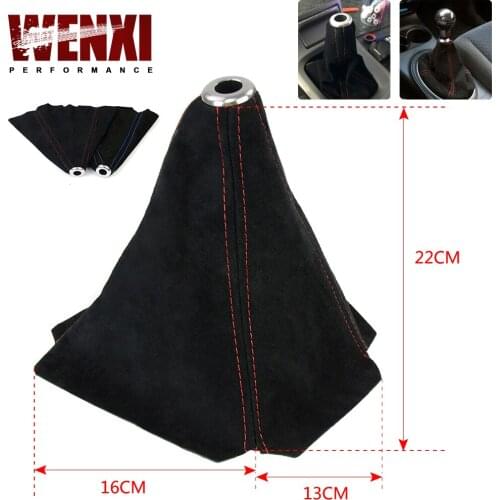 Universal Jdm Black Suede Shift Boot For M/T Manual Shift Gear Cover Shifter Stitch For Honda Civic J 99-00 WX-SBC11
