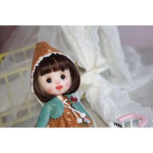 BJD doll simulation hair suitable for 1/8 size and OB11 fashion air neat bangs sister pear soft hair men and women short hair