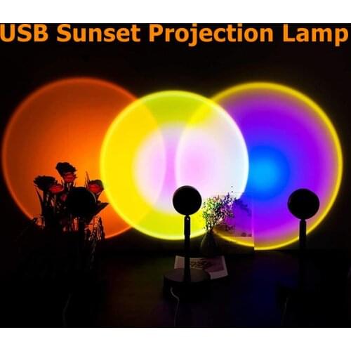 Sunset Lamp Projection Lamp USB LED Night Light Floor Light LED Projector Rainbow Atmosphere Light Decoration For Home Bedroom