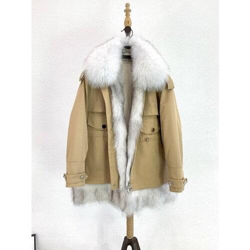 2020 new natural fur lining arrival women winter fashion coat short jacket real fox fur collar 100% real rex rabbit fur liner
