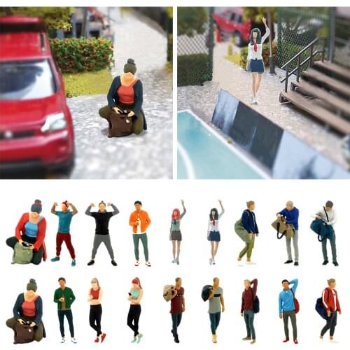 1:64 Diorama Mini Sports Fitness Figure Model People Woman Man Street Railway Toys Layout Supplies Road Decor Accessories