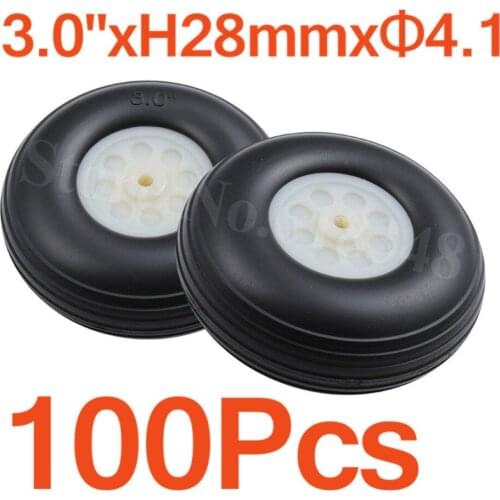 100pcs/lot 3.0"/ 76mm RC Airplane Replacement Parts Tail Wheels Rubber Thickness:28mm Axle hole: 4.1mm