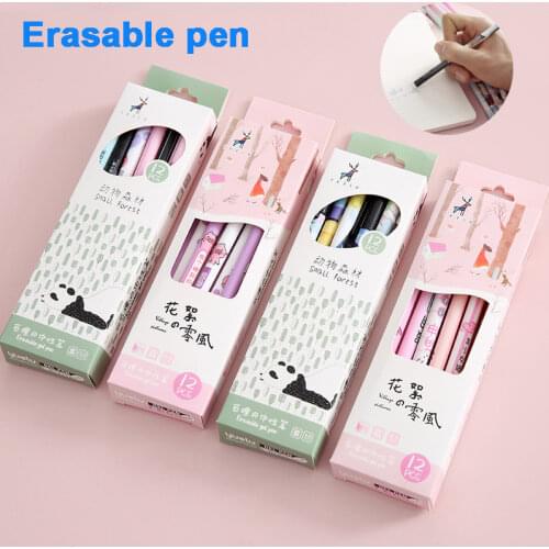 12pcs/box Of Cherry Blossom Erasable Pen 0.5mm Blue Ink Cartoon 12 Constellation Character Gel Pen Boys And Girls Stationery