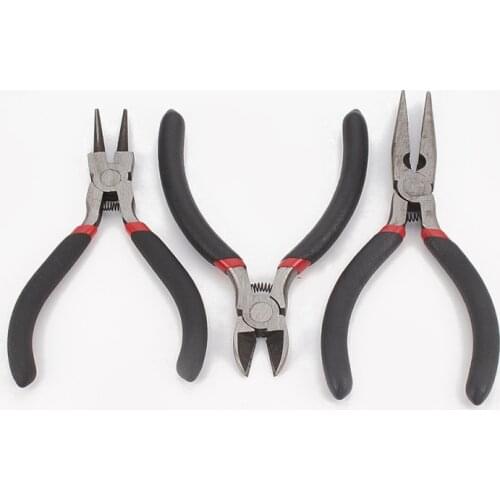 3pcs 45# Steel Wire-Cutter/Round Nose/Side Cutting Pliers Handmade Tools Jewelry Plier Sets 18.5x16.5x1.5cm