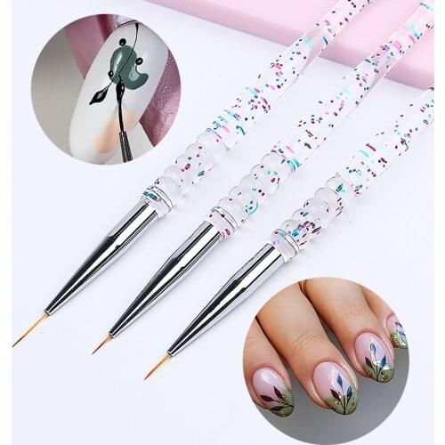 3pcs Nail Art Liner Painting Brush French Stripe Pen Acrylic Liquid Powder Carving UV Gel Extension Builder Manicure Tools #1047