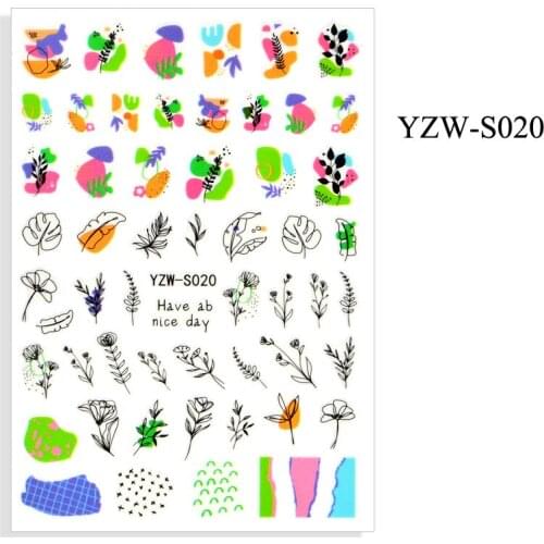 3D Nail Sticker Sketch Flower Ink Bug Slider Nails Art Decoration Wraps Decals Design Adhesive Manicure Tips Stickers Pegatina