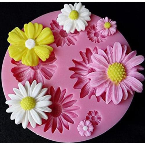3D Daisy Flower Silicone Molds Fondant Craft Cake Candy Chocolate Ice Pastry Baking Tool Mould Fondant Tools