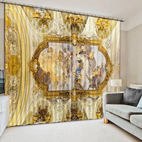 Customized 3D Blackout Curtains Living Room Bedroom Hotel Window curtains yellow europe angel curtains
