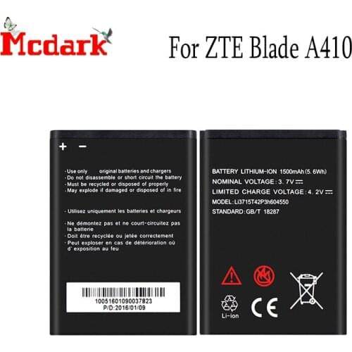 For ZTE Blade A410 Li3715T42P3h604550 Battery Batterie Bateria Accu 1500 mAh Replacement High Quality Back Up Bateria