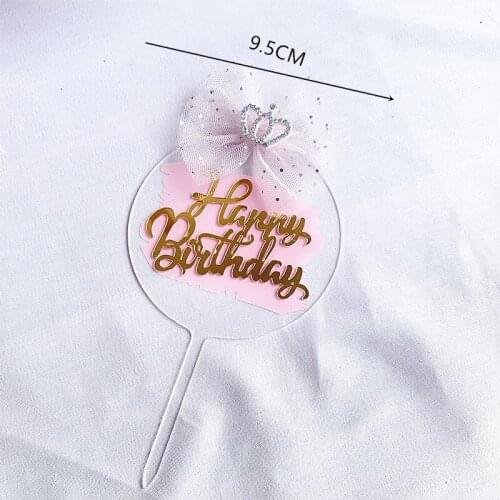 Big Bow Gothic Pink Rabbit Girl Happy Birthday Children Cake Topper Decoration for Party Supplies Baking Lovely Gifts