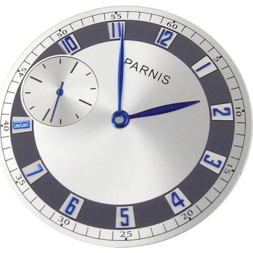 38.3mm Steel Watch Dial Plate with Blue Hands For ETA 6497 Seagull ST3600 series movement Mens Watch dial +hands