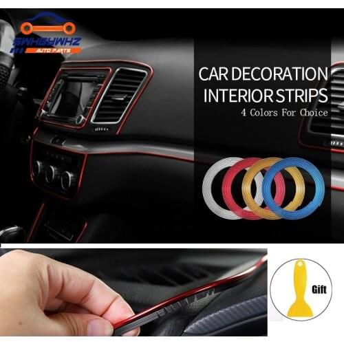 5M Car Moulding Decor Trim Flexible Strips Interior Auto Mouldings Styling Accessories for Car Door Dashboard Decorative Strip