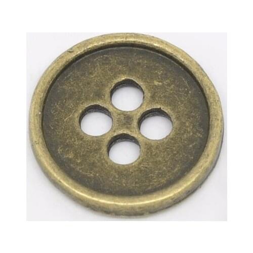 DoreenBeads Zinc Metal Alloy Sewing Button Metal Buttons Round Antique Bronze 4 Holes Cadmium Free 13.0mm( 4/8")Dia,9 PCs