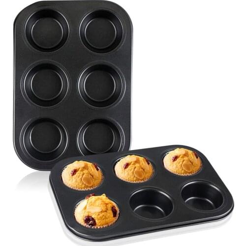 6 Cavity Muffin Pan Tray Nonstick Muffin Carbon Steel Cupcake Molds Baking Pan Cupcake Baking Pan Bakeware Kitchen Accessories