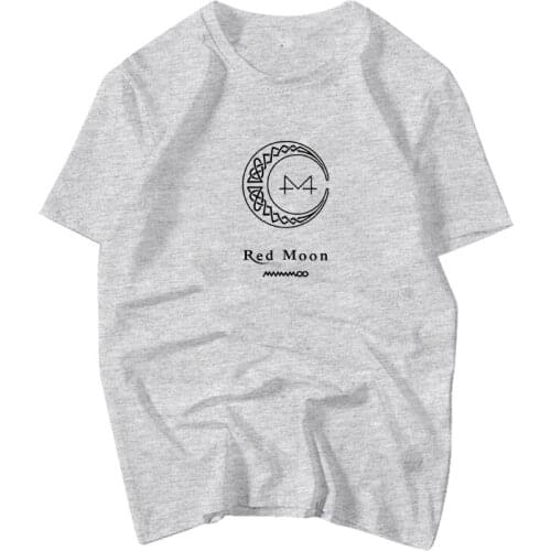 MAMAMOO Merch 2021 T-Shirt RED MOON Logo 100% Cotton Kawaii Summer Short Sleeve Shirt for Men and Women Streetwear