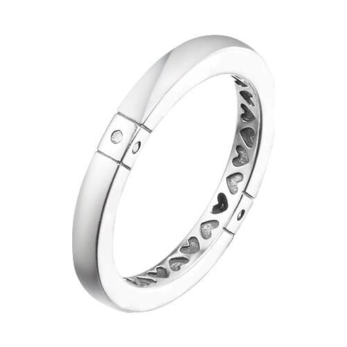 CKK Silver 925 Jewelry Logo & Hearts Ring For Women Gift Sterling Original Charms