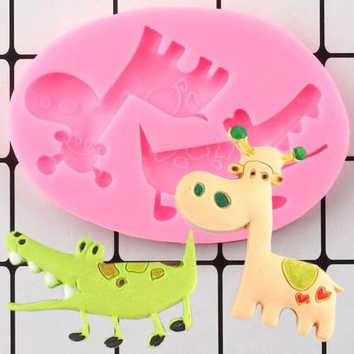Crocodile Deer Fondant Mold Cake Frame Silicone Mold Animal Cookie Baking Cake Decorating Tools Candy Resin Clay Chocolate Mould