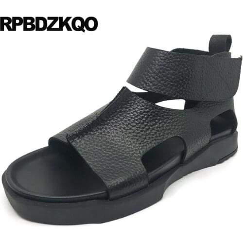 Summer beach native open toe sandals famous brand outdoor 2019 black flat designer shoes men high quality genuine leather casual