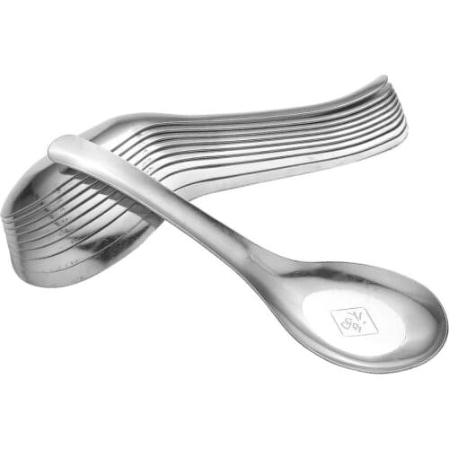 10 Stainless Steel Metal Chinese Asian Rice Soup Spoons Silver Mirror Polished Flatware for Home Restaurants Eco Friendly Spoon