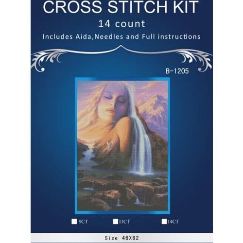 N3TH JCS Long pretty hair girl Counted Cross Stitch 14CT unprinting Cross Stitch Kits for Embroidery Home Decor Needlework