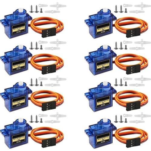 8pcs/lot SG90 9G Micro Servo Motor Kit Mini Servos For RC Robot Arm/Hand/Walking Helicopter Airplane Car Boat Control With Cable