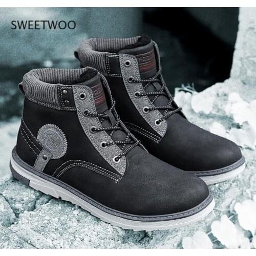 New mens short boots large size outdoor leisure thickened warm and comfortable cotton shoes