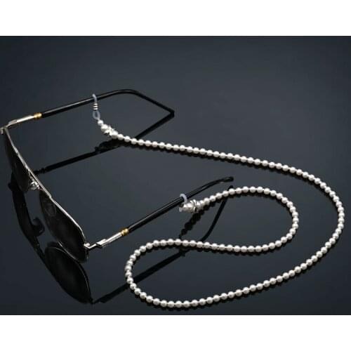 COLOUR_MAX Pearl Beaded Eyeglass Chains Glasses Reading Eyeglasses Holder Strap Cords Lanyards for Women Girls,White