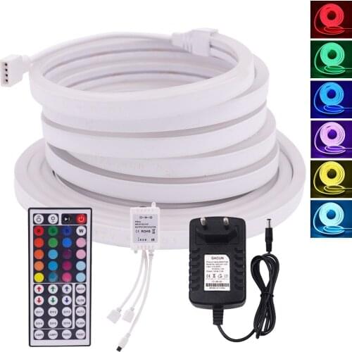 RGB LED Strip Light with Remote Control DC 12V Flexible Neon Sign LED Ribbon Waterproof Silicone Tape Neon Rope Backlight Decor