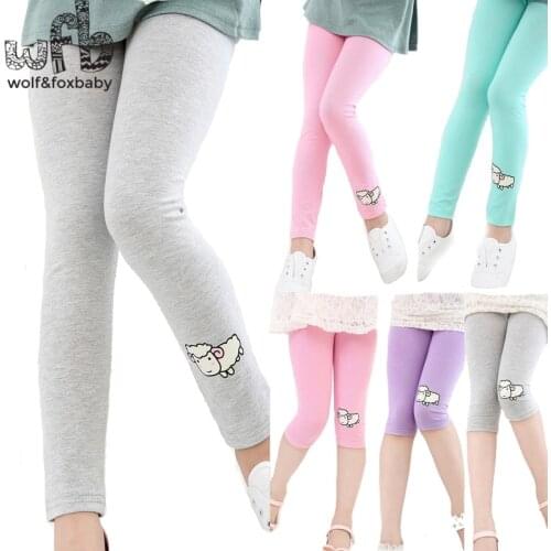 Retail 3-10years cotton girls knee and ankle length pants capris Cropped clothing kids leggings children summer spring fall
