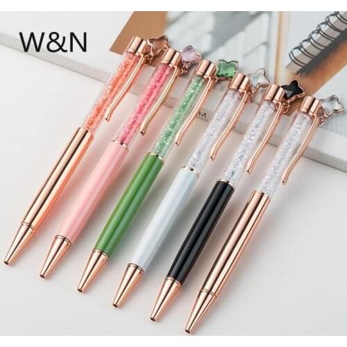 Rose Gold Pen Kawaii Crystal Ballpoint Pen Black Ink Diamond Stationery Metal Ballpen Luxury Pen for School Office Supplies Gift