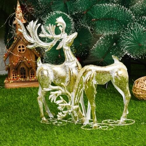 Silver Iron Elk Christmas Tree Decoration Xmas Garden Decoration Navidad New Year Gifts Kids Ornaments Christmas Children Toys