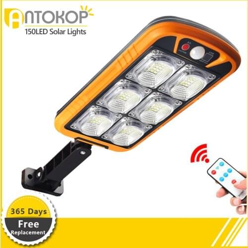 300W Solar Street Lights Outdoor 150 LED 3000LM 3 Modes Solar Lights Waterproof IR Motion Sensor Security Lighting for Garden