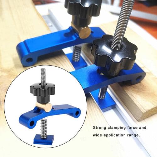 1Set Universal Clamping Blocks Platen Miter Track Clamping Blocks Screw Woodworking Joint Quick Acting Hold Down Clamp Set