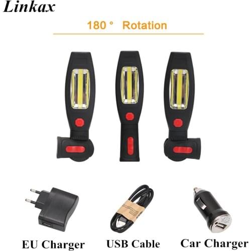 USB Rechargeable LED Flashlight Torch Work Light COB lanterna Built in 2200mAh Battery with Magnet HOOK For Outdoor Camping