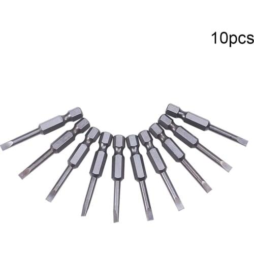 Utoolmart 10pcs Slotted Magnetic Screwdriver Bits 50/75mm Length S2 1/4 Inch Hex Shank Screw Driver Bit SL3 SL4