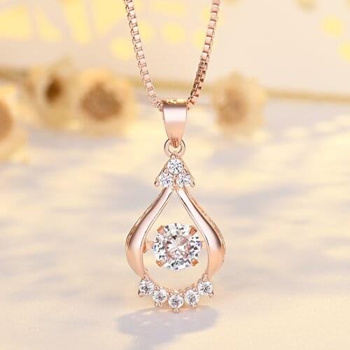 Water Drop Vase CZ Delicate Pendent Necklace for Women Engagement Jewelry Accessory