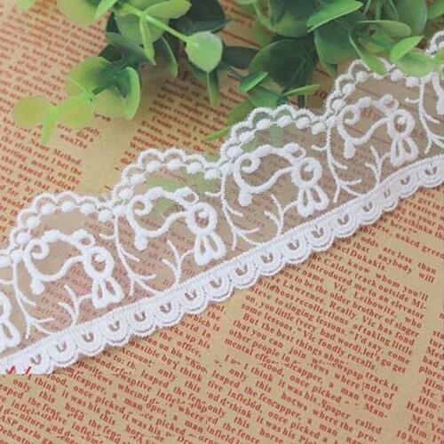 YACKALASI 14 Yds Cotton Embroidery Lace Trim Little Rabit Mesh DIY Garment Accessories Free Shipping 4.2cm