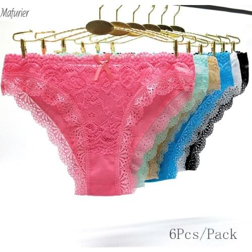 Mafurier 2019 New Arrival Women Sexy Lace Underwear Female Cotton Panties MS Lady Soft Briefs Sexy Intimates For Women 6Pcs/Lot
