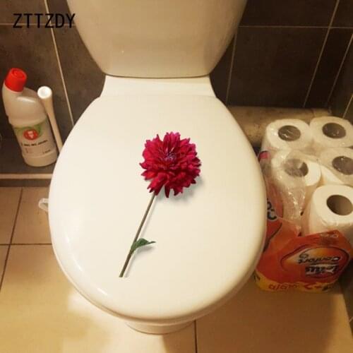 ZTTZDY 12.5*22.5CM Red Flowers Fashion Toilet Seat Stickers Home Rooms Wall Decal Decoration T2-0229