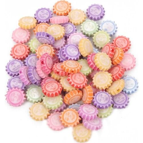 100pcs/lot Mixed Sunflower Smiley Acrylic Beads Charm Loose Spacer Beads For Jewelry Making DIY Needlework Bracelet Accessories
