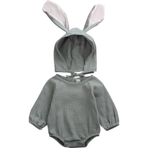 Toddler Baby Girls Autumn free shipping Clothes round neck long sleeve solid Bodysuit Geometry Hat 2pc kids cotton lovely Outfit