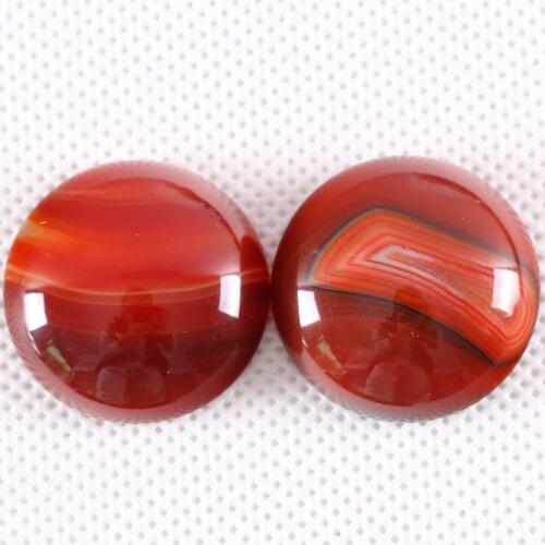 25MM Round Cabochon Natural Stone Red Veins Onyx No Drilled Hole Bead for Women Men DIY Jewelry Making Ring 2Pcs/Lot K1064