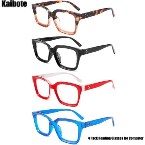 KBT 4 Pairs Fashion Ladies Anti Blue-Ray Reading Glasses Elegance and Youth Women Presbyopic Eyeglasses for Computer Pack of 4