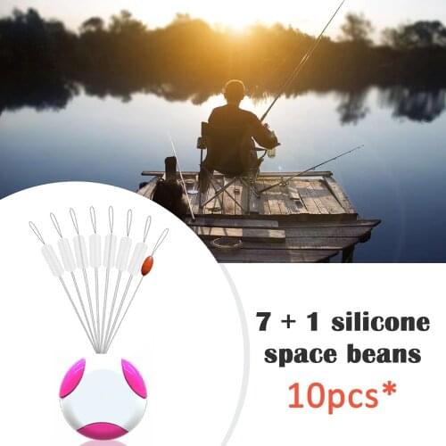 80PCS 7+1 Fishing Bobber Float Transparent Rubber Stopper Space Bean Connector Fishing Competition Fishing Line Tackle Accessori