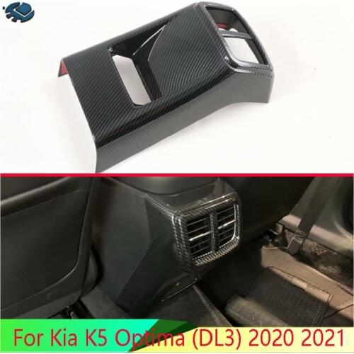 For Kia K5 Optima (DL3) 2020 2021 Car Accessories Carbon Fiber Style Plated Armrest Box Rear Air Vent Frame Trim Cover