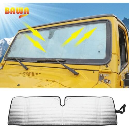 BAWA Windshield Sunshades for Wrangler TJ JK Car Front Anti UV Ray Sunshade Accessories for Jeep Wrangler TJ JK 1997-2017